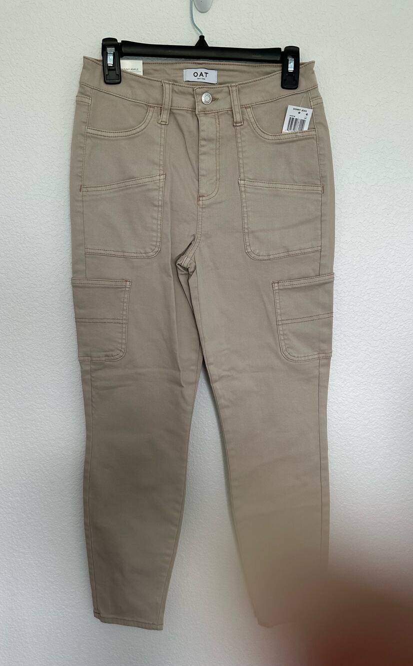 OAT Light Tan High Rise Utility Style Skinny Jean -28
